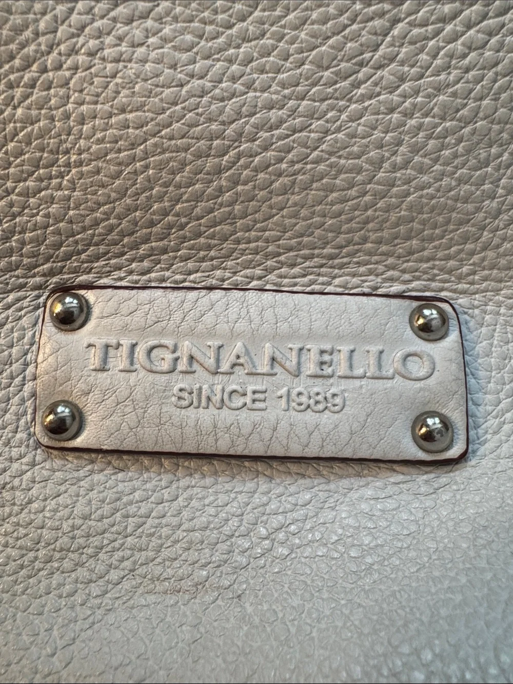 Tignanello White Pebbled Leather Drawstring Hobo